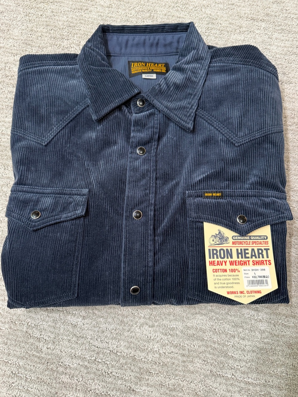 NWT Iron Heart STF Japanese Corduroy Shirt Jacket - Blue